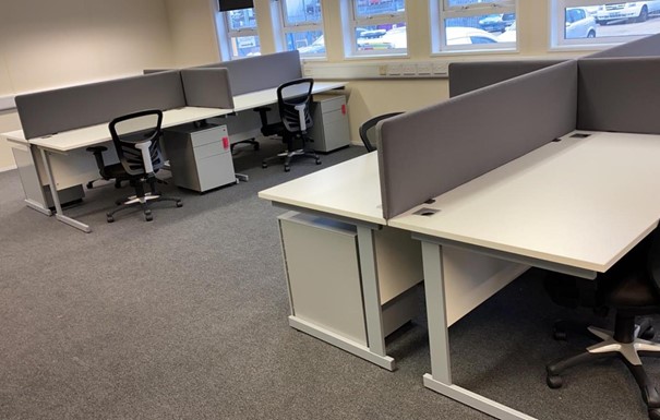White desking and matching chairs